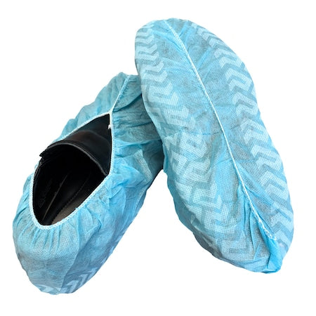 Disposable Shoe Covers, Polypropylene, Blue, Slip Resistant Sole: Yes , 2XL