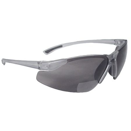 Bifocal Safety Glasses, Smoke 1.5 Diopter, Smoke Lens