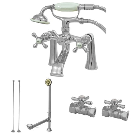 Clawfoot Tub Faucet Packages, Polished Chrome, Deck Mount