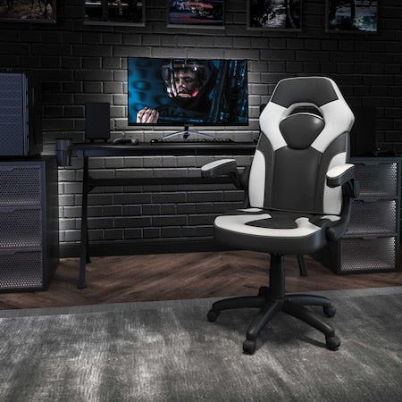 Gaming Chair, Padded Flip-up, White