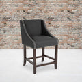 Carmel Series Blck Fabric/Wood Stool, 24"