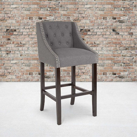 Gray Fabric/Wood Stool, 30