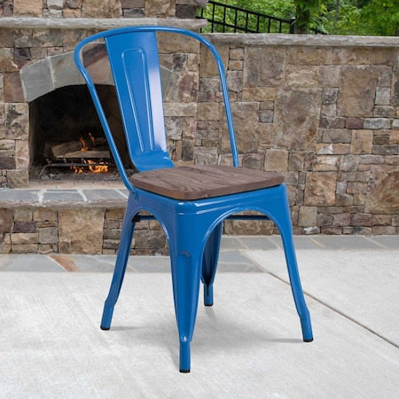 Metal Stack Chair, Blue