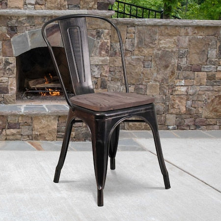 Antique Gold Metal Chair, Black