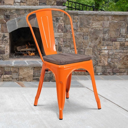 Metal Stack Chair, Orange