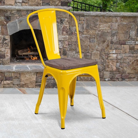 Metal Stack Chair, Yellow