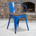 Metal Chair with Arms, Blue