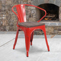 Metal Chair with Arms, Red