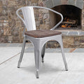 Metal Chair with Arms, Silver
