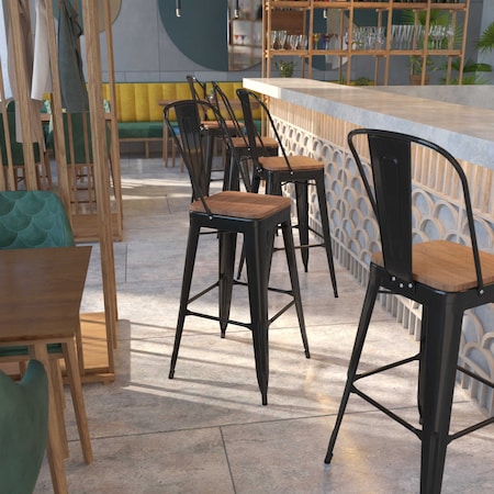Metal Barstool, 30", Black