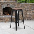 30" Black Backless Metal Stool