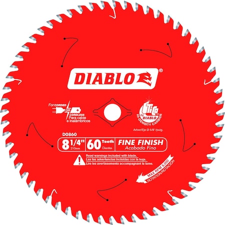 Circular Saw Blade, Carbide, Dia 8.25 in