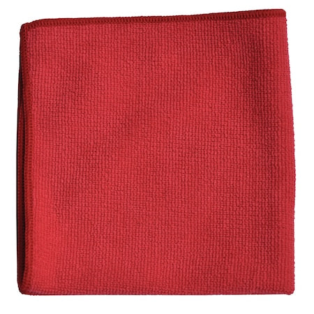 Cloth Rag, Microfiber, Red, 16", PK 20