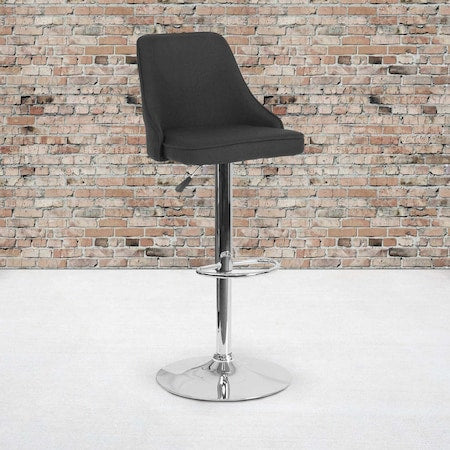 Chair, Trieste, Adj Barstool, Black Fabric