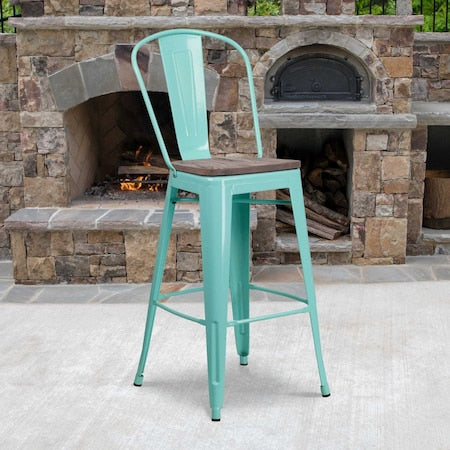 Metal Bar Stool, 30", Mint