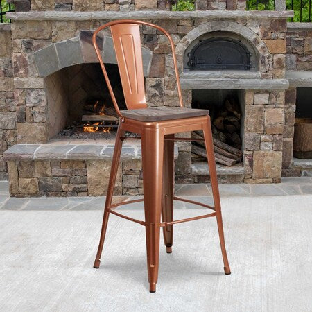 Metal Bar Stool, 30", Copper