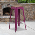 No Back Metal Stool, 30", Purple