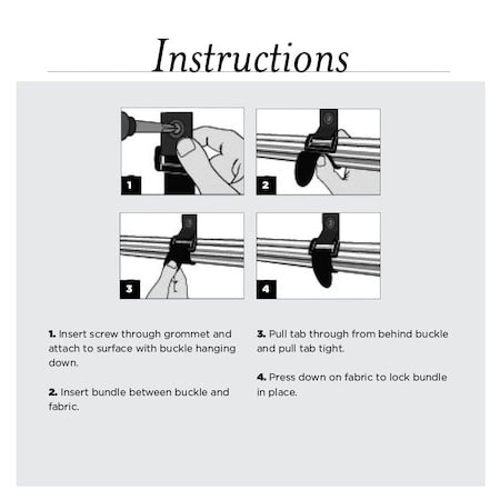 Back-to-Back Strap, No Adhesive, 5 in, 3/4 in W, Black, 5 PK