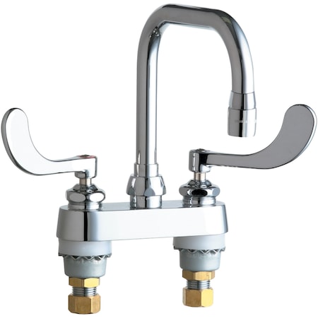 Manual Hot And Cold Water Sink Faucet, 4" Mount, Chrome plated