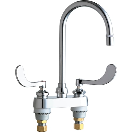 Manual Hot And Cold Water Sink Faucet, 4" Mount, Chrome plated 2 Hole
