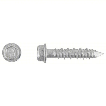 Tapcon Masonry Screw, 1/4" Dia., Hex, 1-1/4" L, 410 Stainless Steel Silver Climashield, 100 PK