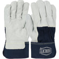 Leather Gloves, Cowhide, Safety, Gray, 2XL, 12 PK