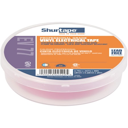 Electrical Tape, Purple, 3/4"X66Ft
