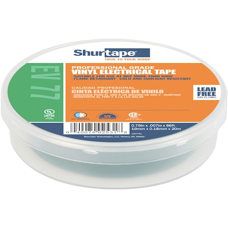 Electrical Tape, Green, 3/4"X66Ft