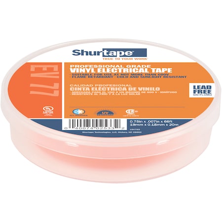 Electrical Tape, Orange, 3/4"X66Ft