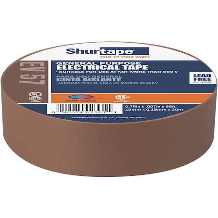 Electrical Tape, Brown, 3/4"X66Ft