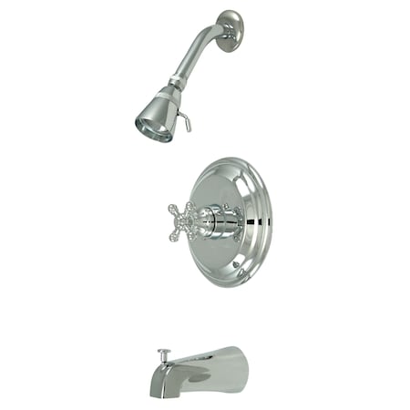 Tub and Shower Faucet, Standard, 3, Wall Mount, Polished Chrome