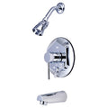 Tub and Shower Faucet, Standard, 3, Wall Mount, Polished Chrome