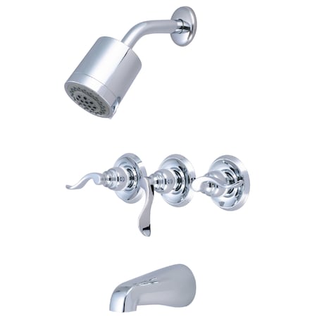 Tub and Shower Faucet, Polished Chrome, Wall Mount