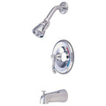 Tub and Shower Faucet, Polished Chrome, Wall Mount