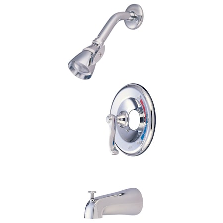 Tub and Shower Faucet, Polished Chrome, Wall Mount