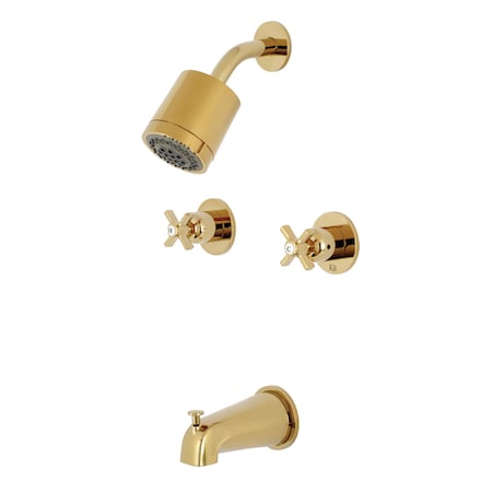 Tub and Shower Faucet, Polished Brass, Wall Mount