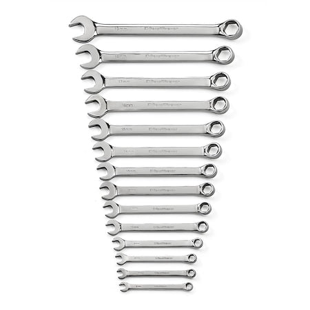 Metric Full Polish Combination Wrench Set, 14 Pc. 6 Point