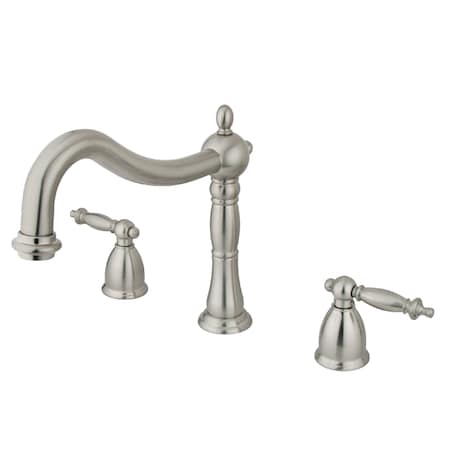 Roman Tub Faucet, Brushed Nickel, Deck Mount