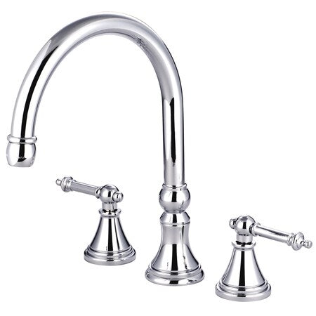 Roman Tub Faucet, Polished Chrome, Deck Mount