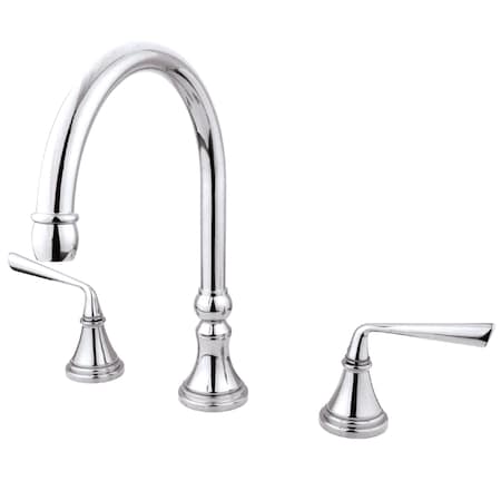 Roman Tub Faucet, Polished Chrome, Deck Mount