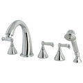 Roman Tub Faucet, Polished Chrome, Deck Mount