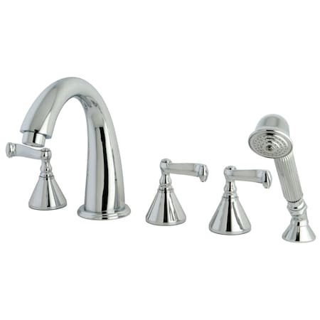 Roman Tub Faucet, Polished Chrome, Deck Mount
