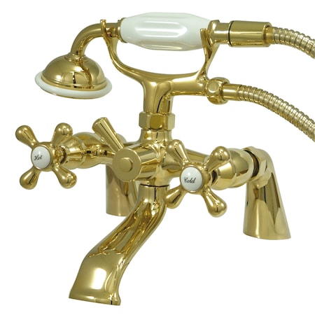 Deck-Mount Clawfoot Tub Faucet, Polished Brass, Deck Mount