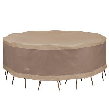Elegant Swiss Coffee Patio Round Table Set Cover, 108" Dia x 29"H