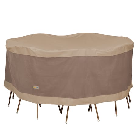 Elegant Tan Table And Chair Set Cover, 72" Dia x 29"H