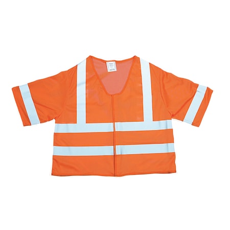 Hi-Vis Vest w/Sleeves 3XL-L Class 3 , Velcro