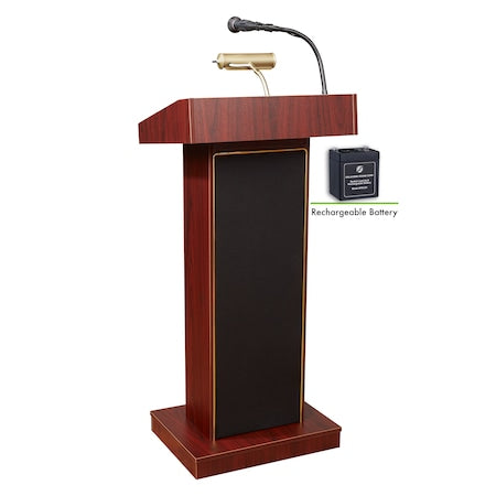 Orator Lectern and Rechargeable Battery, Mahogany