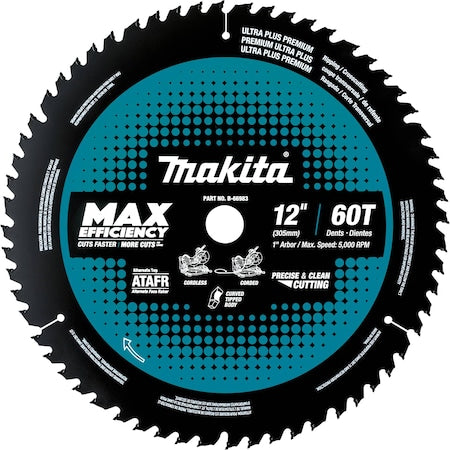 12" 60T Carbide-Tipped Max Efficiency Miter Saw Blade