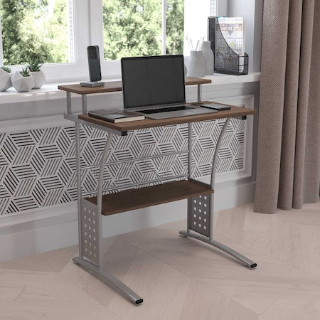 Computer Desk Clifton Rustic Walnut Computer Desk with, Rustic Walnut