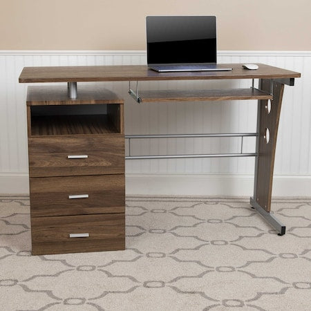Walnut 3 Drawer Pedestal Desk